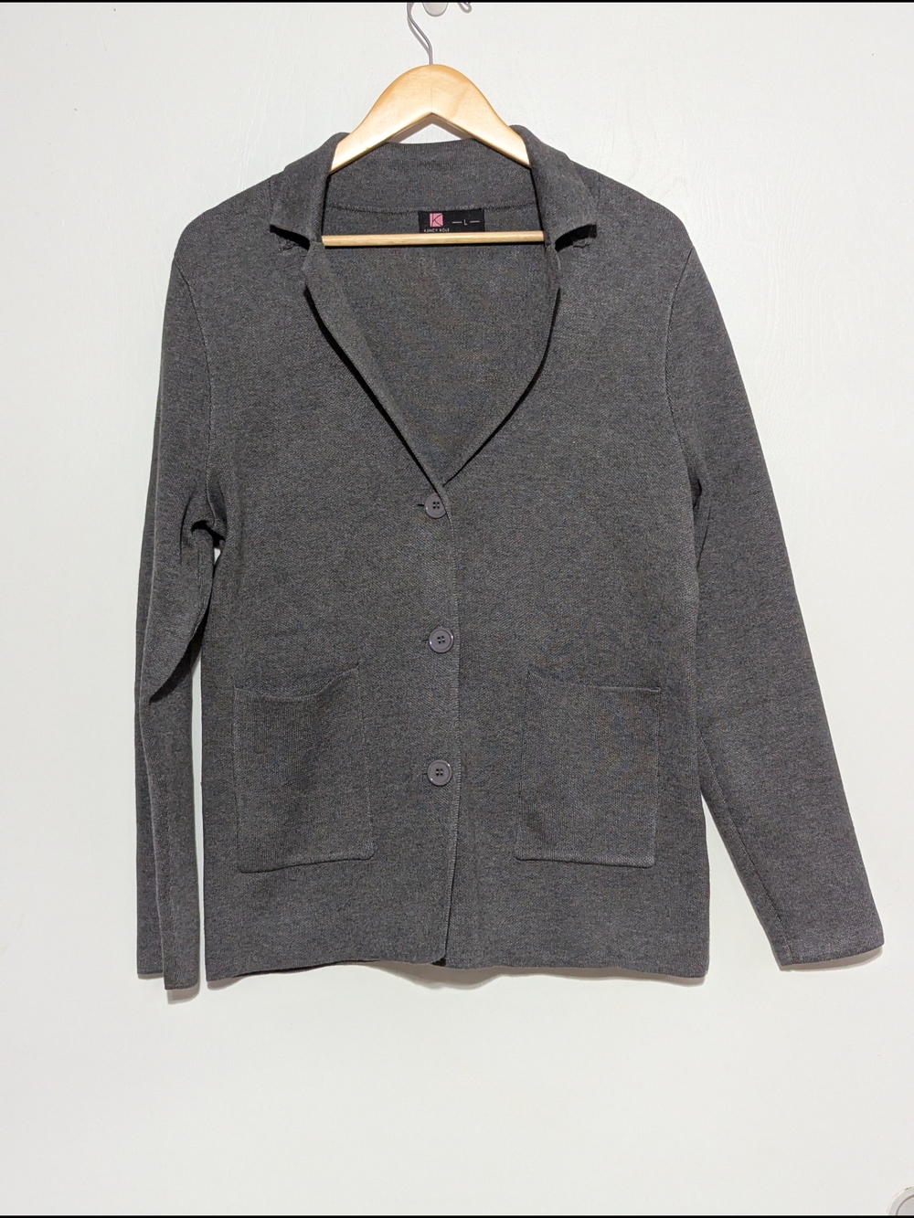 Dark Gray Button-Front Women's Cardigan Sweater